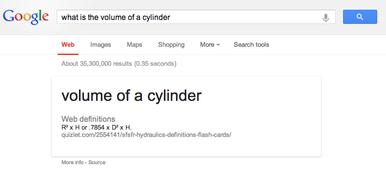 Söktips - what is the volume of a cylinder
